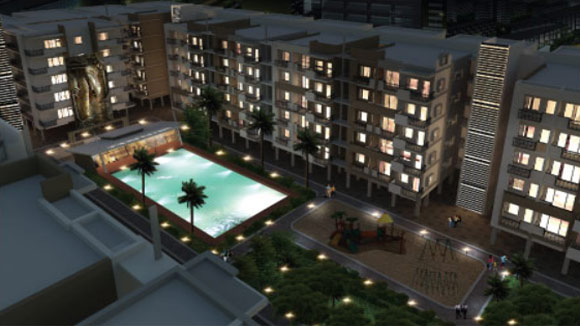 Night view of Swimming pool |Surakshaa Builders